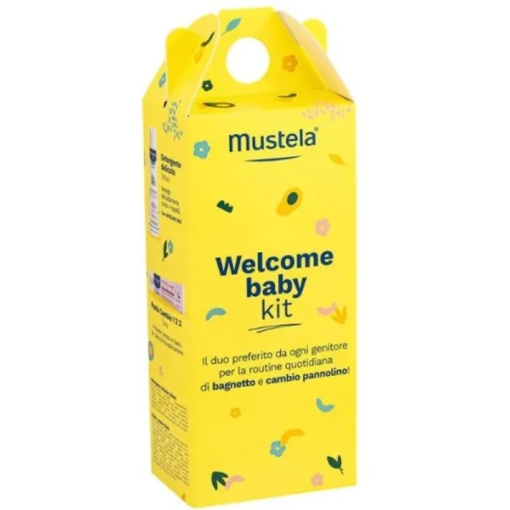 Mustela Cofanetto Porta Ciuccio Welcome Baby  1 Pasta Cambio 50 ml + 1 Detergente Delicato 200 ml