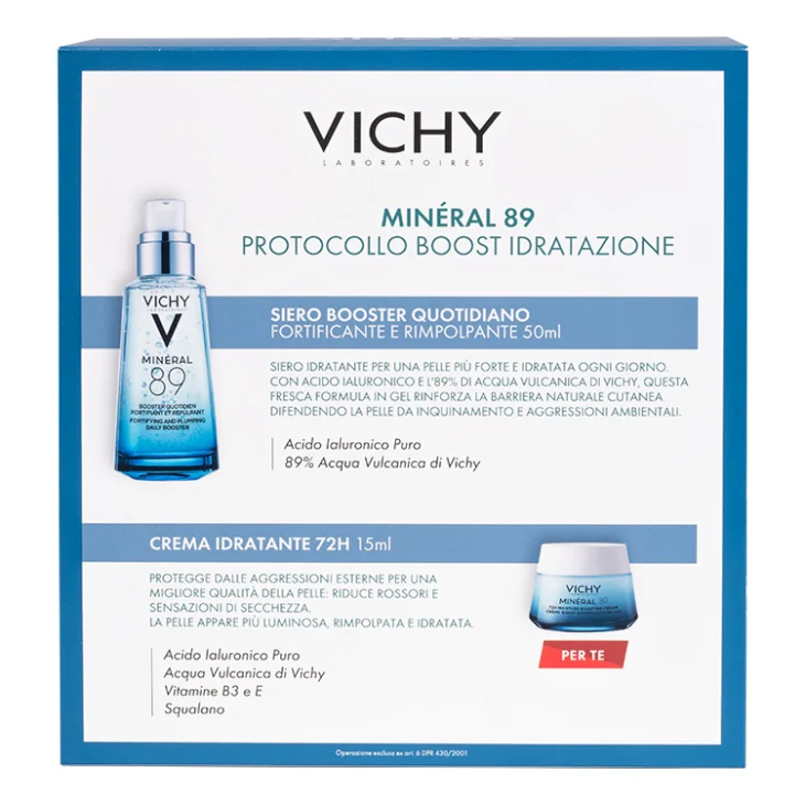 Vichy Cofanetto Regalo Boost Idratazione con Minéral 89 Booster Siero 50ml + Minéral 89 Crema 15ml