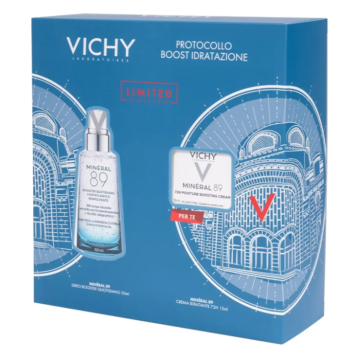 Vichy Cofanetto Regalo Boost Idratazione con Minéral 89 Booster Siero 50ml + Minéral 89 Crema 15ml