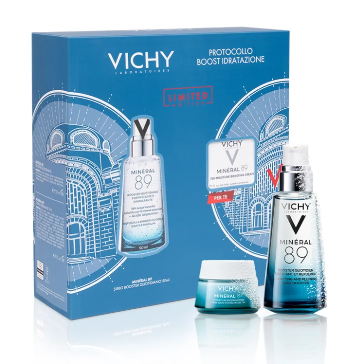 Vichy Cofanetto Regalo Boost Idratazione con Minéral 89 Booster Siero 50ml + Minéral 89 Crema 15ml