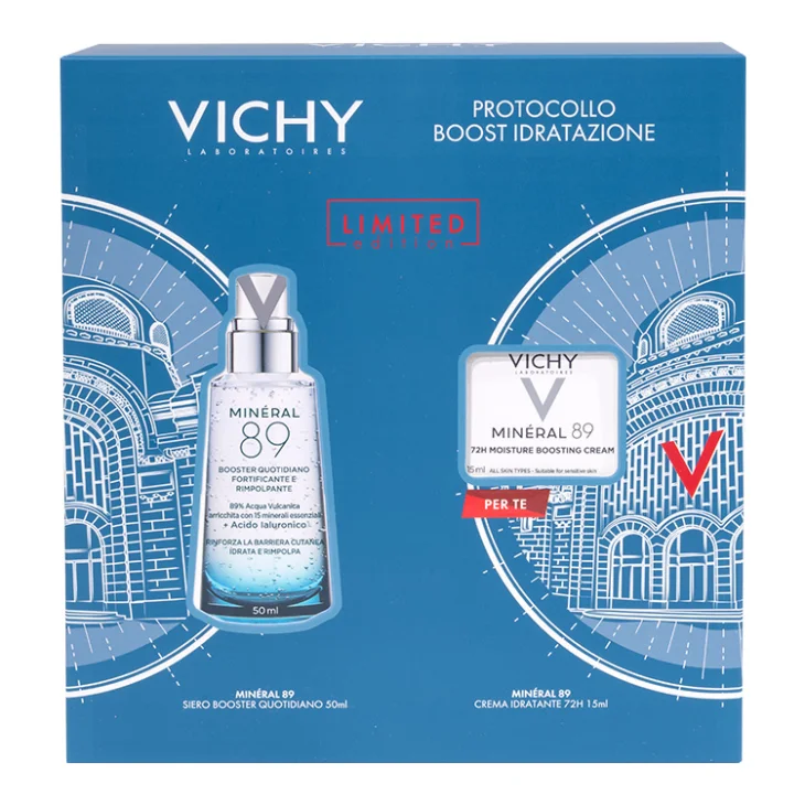Vichy Cofanetto Regalo Boost Idratazione con Minéral 89 Booster Siero 50ml + Minéral 89 Crema 15ml