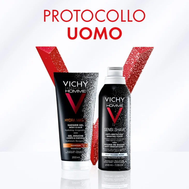 Vichy Pochette Regalo Uomo Hydra Mag C Gel Doccia 200 ml + Sensi Shave Schiuma da Barba 200 ml