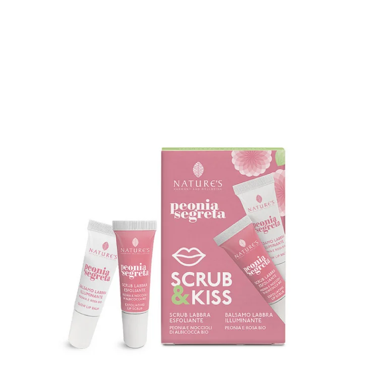 Nature's Peonia Segreta Kit Scrub & Kiss Scrub e Balsamo Idratante Labbra 10 + 10 ml Edizione Limitata