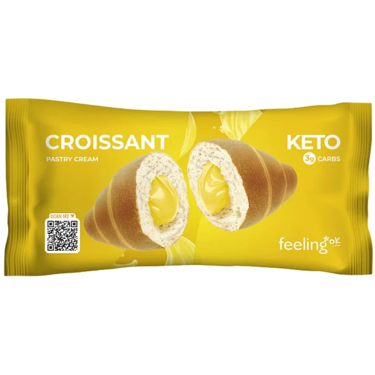 FeelingOk Croissant Ripieno di Crema Pasticcera Low Carb 50 g