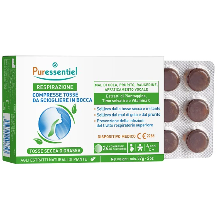 Puressentiel Respirazione Compresse Tosse Sollievo Naturale per Tosse e Gola 24 compresse
