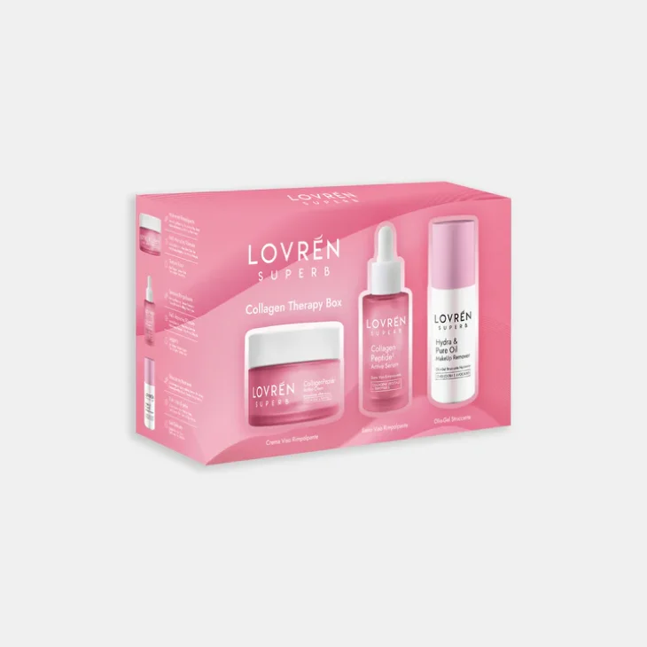 Lovrén Collagen Therapy Box Crema Viso + Siero Viso + Olio-Gel Struccante Cofanetto Regalo