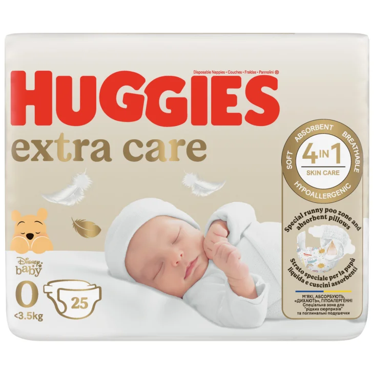 Huggies Extra Care Pannolini per Neonati Ipoallergenici Taglia 0 25 Pezzi Huggies Extra Care Pannolini per Neonati Ipoallergenici Taglia 0 25 Pezzi