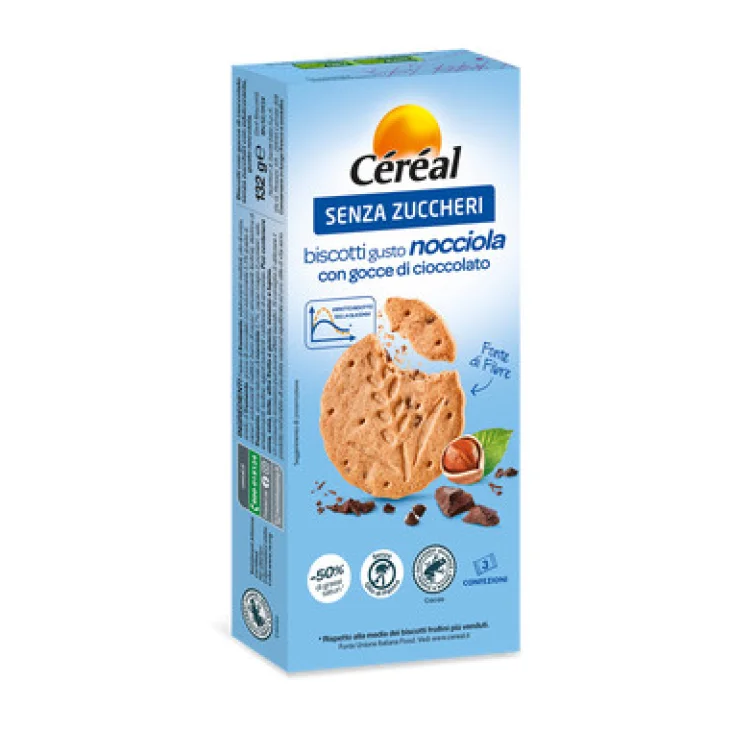 Cereal Biscotti Nocciola Senza Zucchero con Gocce Cioccolato 132 g