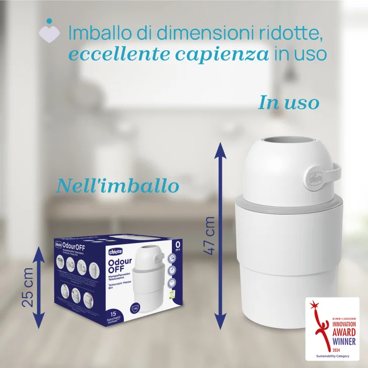 Chicco Mangiapannolini Telescopico Pattumiera per Pannolini dei Bambini Colore Bianco