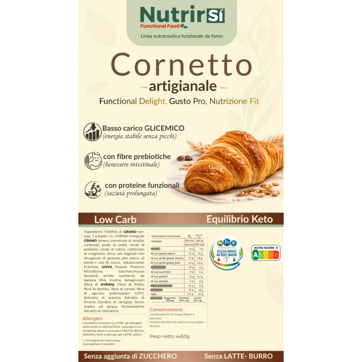 Nutrirsi Cornetto Nutraceutico Low Carb Proteico 4x50 grammi