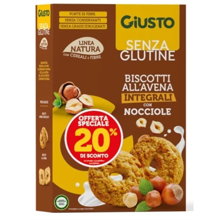Giusto Biscotti Senza Glutine all'Avena con Nocciole 250 G Taglio Prezzo