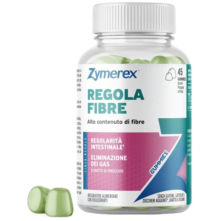 Zymerex Regola Fibre Integratore per Regolarit&agrave; Intestinale e Gas Intestinali 45 Gummies