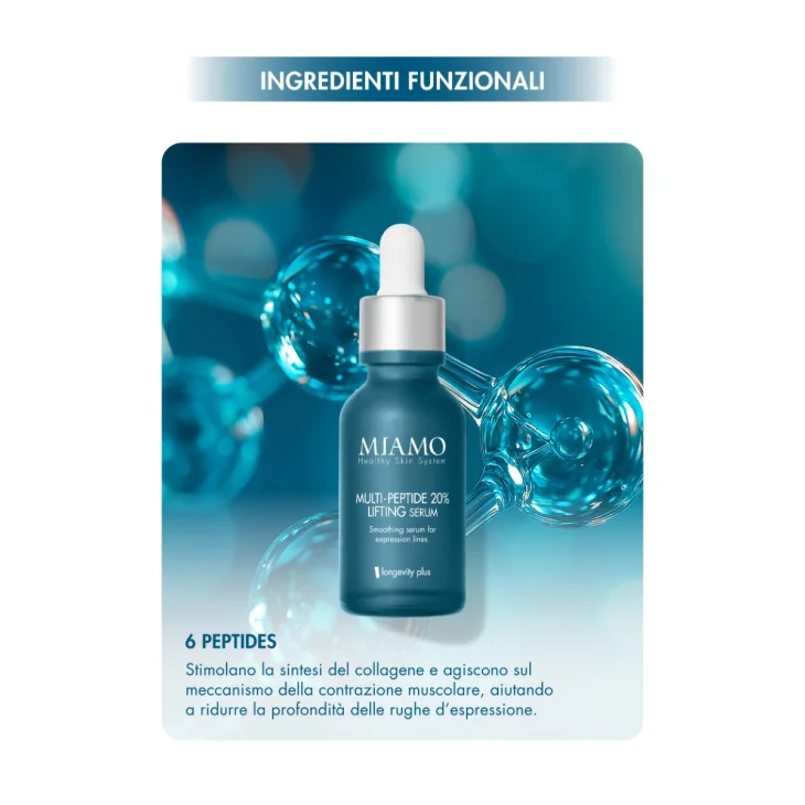 Miamo Protocollo Lift & AOX  per Rughe d'Espressione Multi Peptide 20% Lifting Serum 30 ml + GF5 Glutathione AOX Boost Serum 10 ml + Epigenageshot 1 ml
