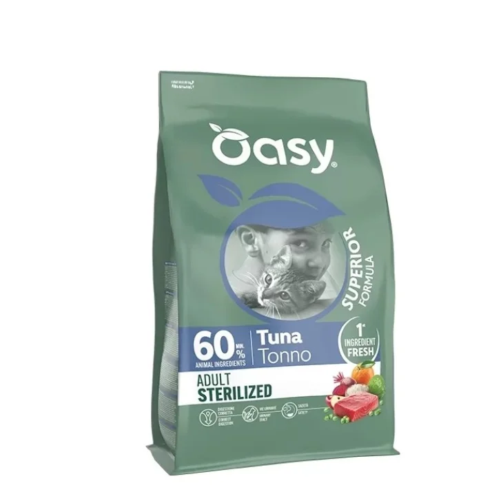Oasy Dry Cat Superior Adult Sterilized Cibo Secco per Gatti Adulti Gusto Tonno 300 g