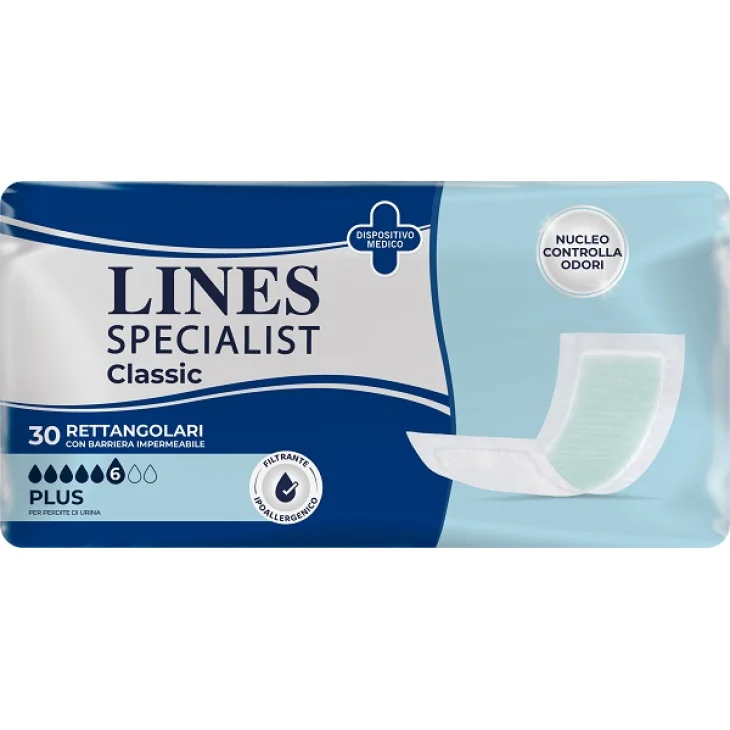 Lines Specialist Classic Pannolone Rettangolare Con Barriera Control 30 pezzi