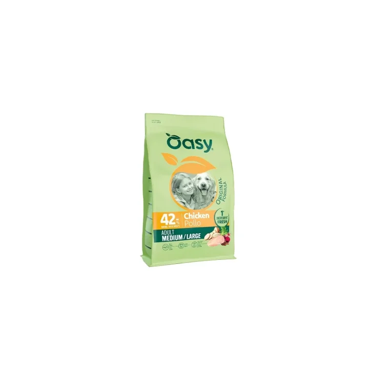 Oasy Dry Dog Original Adult Medium/Large Alimento Secco per Cani Gusto Pollo 2 Kg