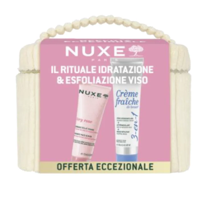 Nuxe Vanity Set Rituale Idratazione&Esfolianzione Creme Fraiche 3 in 1 100 ml + Very Rose Radiance Face Gommage 75 ml