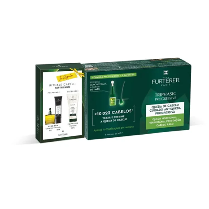 Ren&eacute; Furterer Triphasic Progressive Trattamento Contro La Caduta Dei Capelli 8 flaconi + Kit Campioncini OMAGGIO