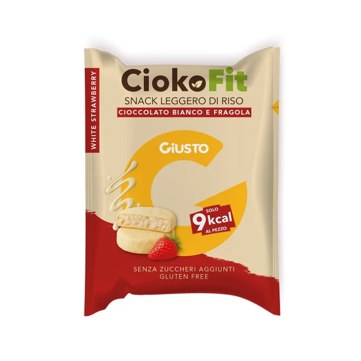 Giusto Senza Glutine ChokoFit Snack Leggero di Riso con Cioccolato Bianco e Fragola 30 g