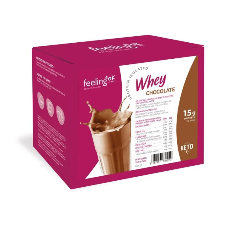 Feeling Ok +Protein Whey Miscela Proteica Gusto Cioccolato 21 bustine x 25 g