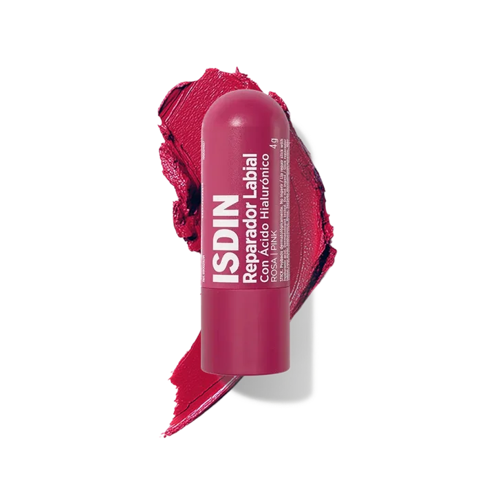 Isdin Reparador Labial Pink Stick labbra colorato con acido ialuronico che fornisce fino a 24 ore di idratazione intensa Colore Rosa 4 grammi