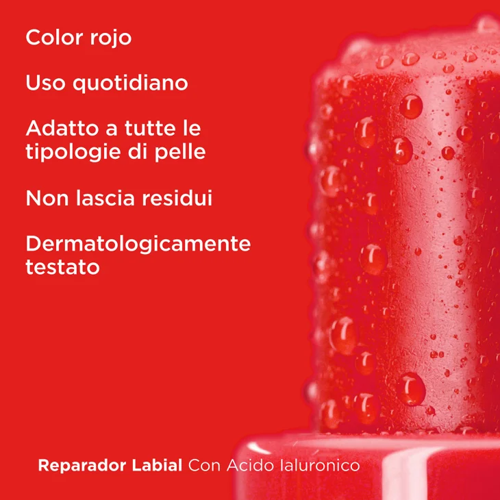Isdin Reparador Labial Rosso Stick labbra colorato con acido ialuronico che fornisce fino a 24 ore di idratazione intensa Colore Rosso 4 grammi