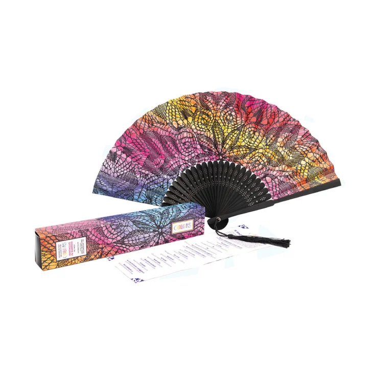 Colors Ventaglio Air Grace in Bamboo e Taffet&agrave; di Seta Accessorio Estivo