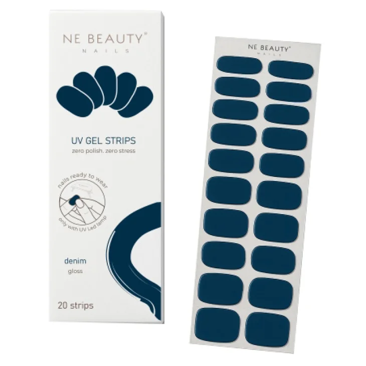 Ne Beauty Blu Denim UV 20 Strips per Manicure Professionale Blu Denim 20 Strisce in Gel