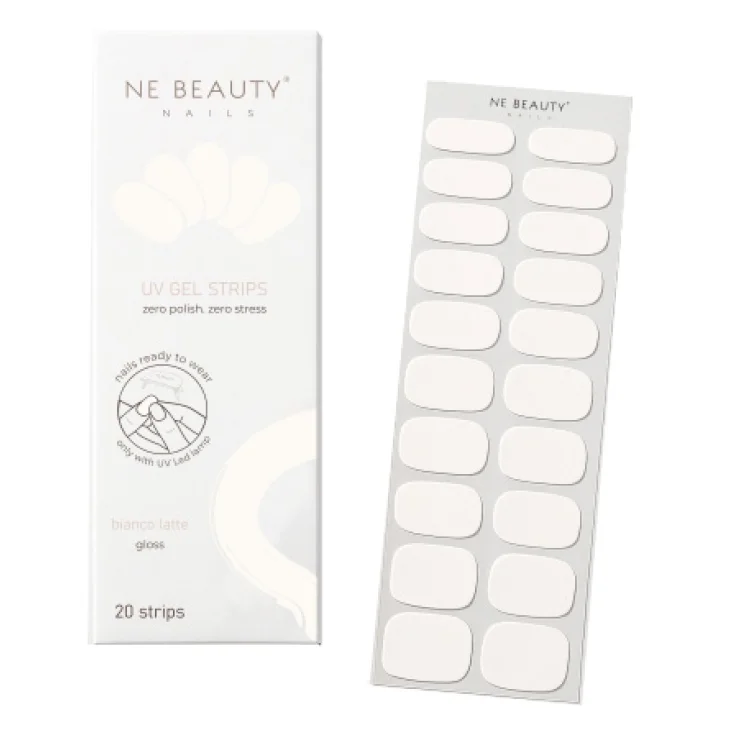 Ne Beauty Bianco Latte UV 20 Strips per Manicure Elegante e Duratura 20 Strisce
