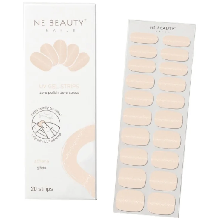 Ne Beauty Champagne Athena UV 20 Strips per Manicure Elegante e Duratura 20 Strisce in Gel