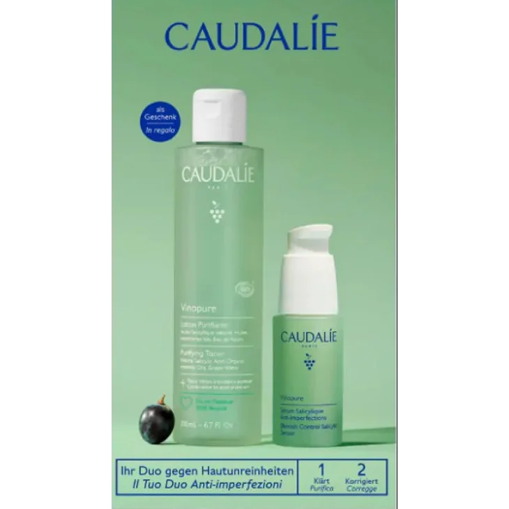 Caudalie Vinopure Cofanetto 2026 Siero Salicilico Anti-imperfezioni 30 ml + Lozione Purificante 200 ml