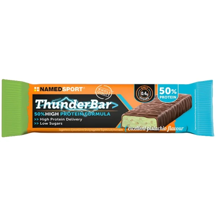 NamedSport ThunderBar Excellent 2.0 Barretta Proteica per Recupero Post-Allenamento Gusto Pistacchio 50 g