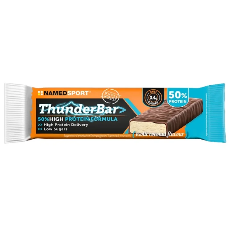 NamedSport Thunder Bar Exotic Coconut Flavour 2.0 Barretta Proteica per Recupero Post-Allenamento 50 g