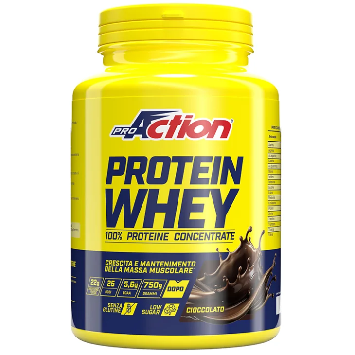 ProAction Protein Whey Concentrate per Massa Muscolare Gusto Cioccolato 750 g