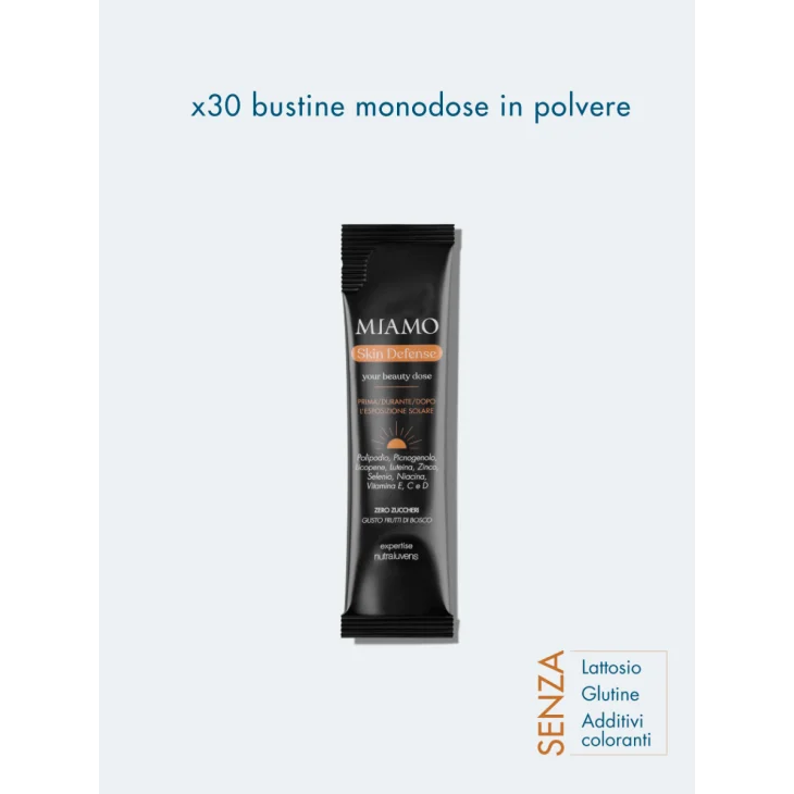 Miamo Skin Defense Integratore Fotoprotettivo per la Pelle Gusto Frutti di Bosco 30 stick