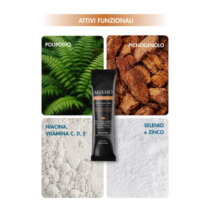 Miamo Skin Defense Integratore Fotoprotettivo per la Pelle Gusto Frutti di Bosco 30 stick