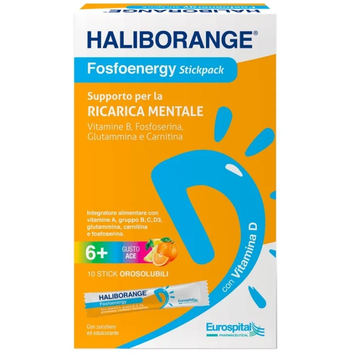 Haliborange Fosfoenergy integratore per energia e concentrazione 10 stick orosolubili Haliborange Fosfoenergy integratore per energia e concentrazione 10 stick orosolubili