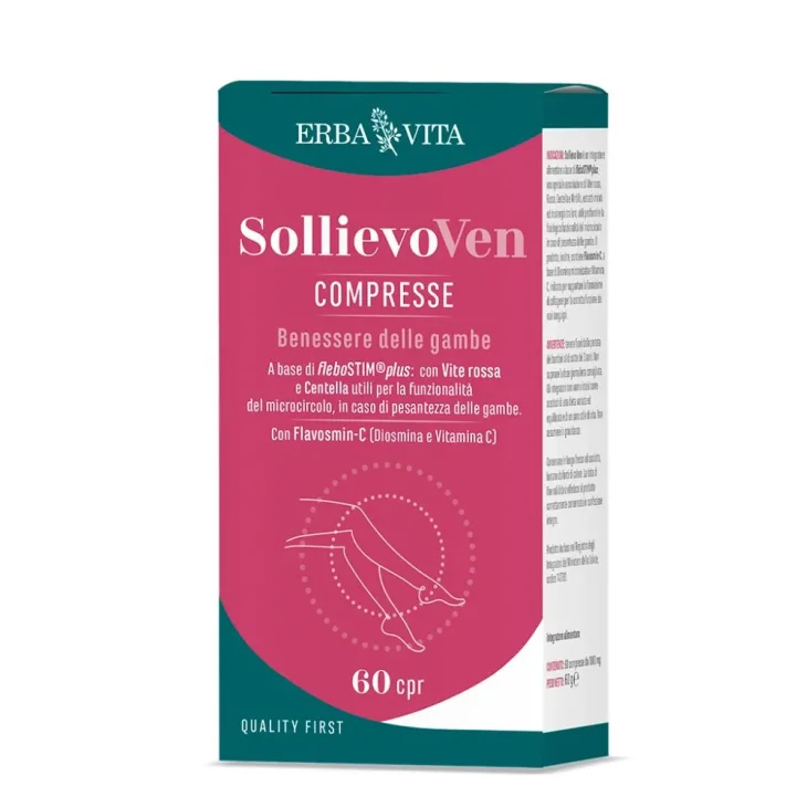 Erba Vita Sollievo Venis Plus Integratore Microcircolo Pesantezza delle Gambe 60 Compresse