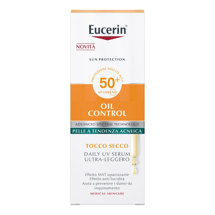 Eucerin Sun Face Oil Control Daily UV Serum SPF 50+ Protezione Viso per Pelle Grassa 30 ml