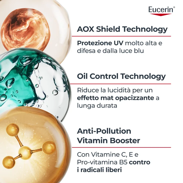Eucerin Sun Face Oil Control Daily UV Serum SPF 50+ Protezione Viso per Pelle Grassa 30 ml