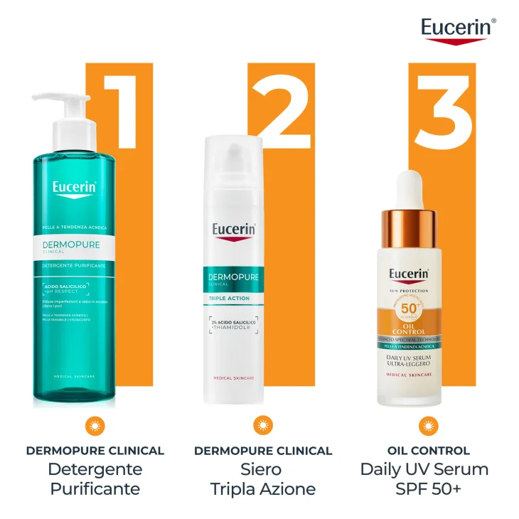 Eucerin Sun Face Oil Control Daily UV Serum SPF 50+ Protezione Viso per Pelle Grassa 30 ml