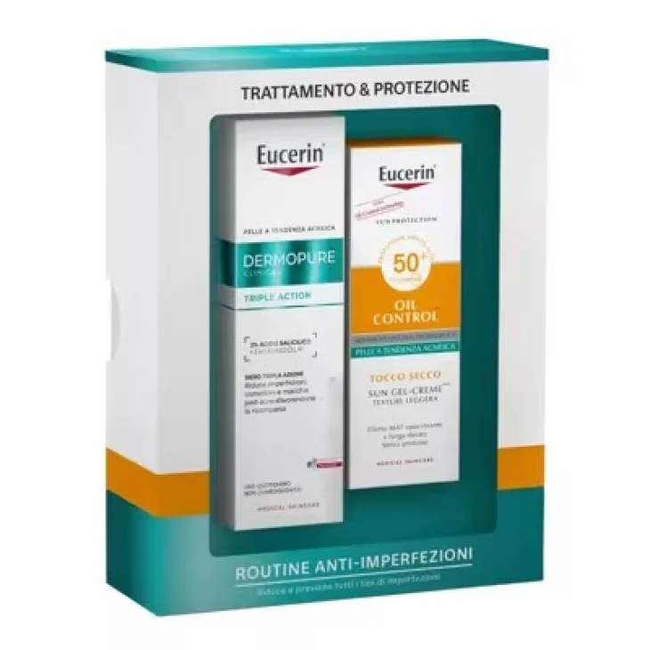 Eucerin Sun Cofanetto Trattamento Anti-Imperfezioni con DermoPure Siero Tripla Azione 40 ml + Sun Oil Control SPF 50+ 50 ml