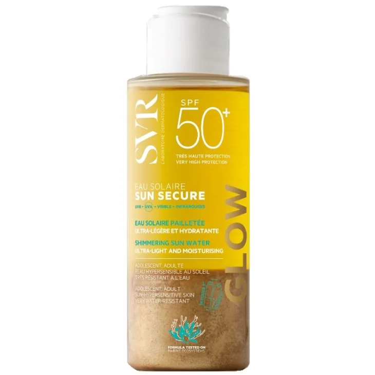 SVR Sun Secure Eau Solaire Glow SPF 50+ Acqua Solare Ultraleggera e Idratante per Viso e Corpo 100 ml