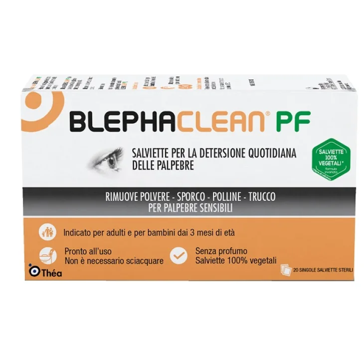 Blephaclean PF Salviette Senza Profumo Detersione Quotidiana Palpebre per Pulizia Occhi Sensibili 20 Salviette