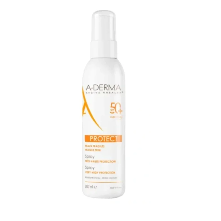A-Derma Protect Spray Solare SPF50+ Protezione Alta per Viso e Corpo Pelle Sensibile 200 ml