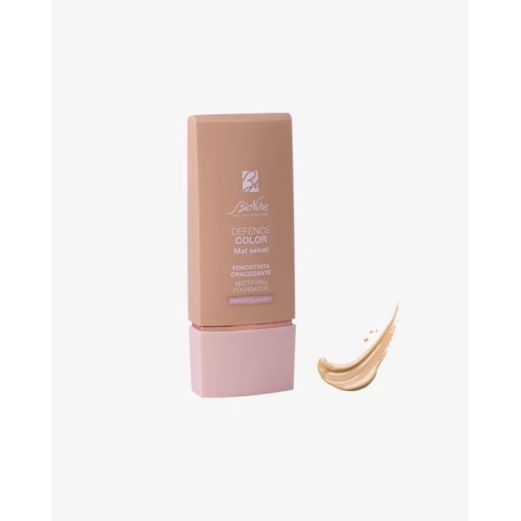Bionike Defence Color Mat Velvet Fondotinta Opacizzante 02 Cream per Pelle Mista o Grassa 30 ml