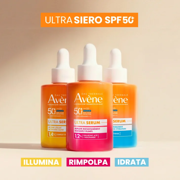 Eau Thermale Av&egrave;ne Ultra Siero SPF50+, Protezione solare viso molto alta,  Idratazione a lungo, 30ml