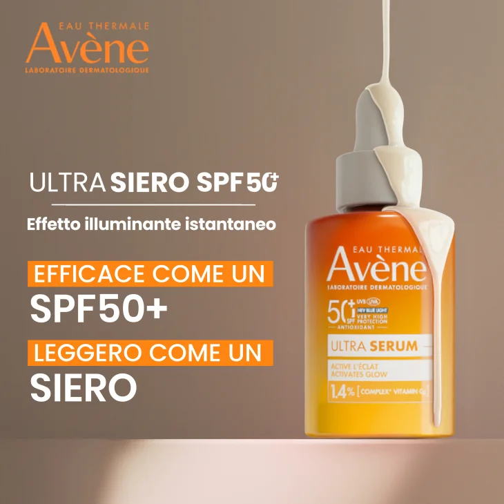 Eau Thermale Avène Ultra Siero SPF50+, Attiva la luminosità, Protezione solare viso molto alta, 30ml Eau Thermale Avène Ultra Siero SPF50+, Attiva la luminosità, Protezione solare viso molto alta, 30ml