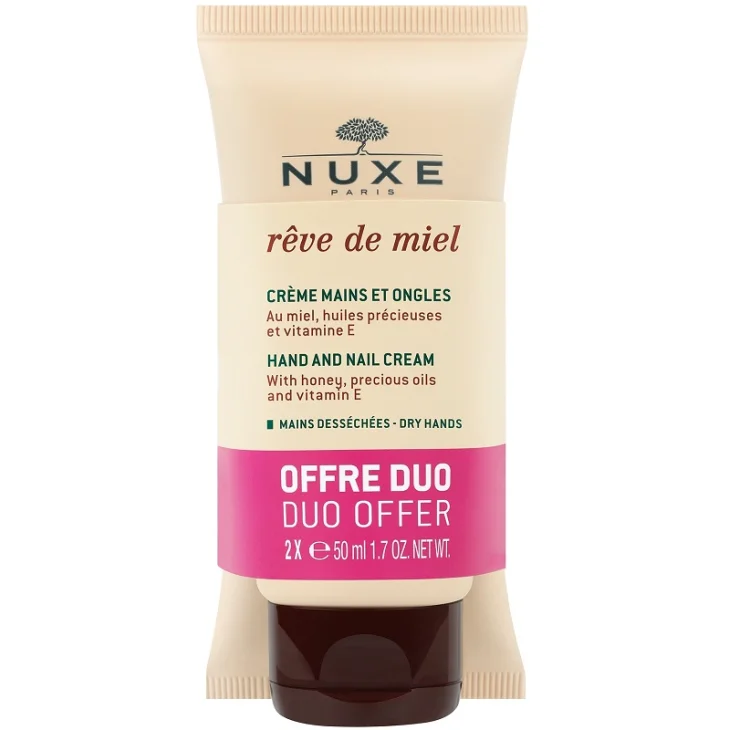 Nuxe R&ecirc;ve de Miel Crema per Mani e Unghie Ultra Idratante Ripara, Nutre e Protegge  2 x 50 ml