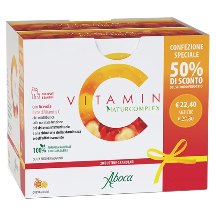 Aboca Vitamin C Naturcomplex Integratore Vitamina C Formato Convenienza 20 + 20 bustine